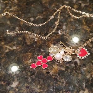 ☘️Red Cross and heart long necklace
